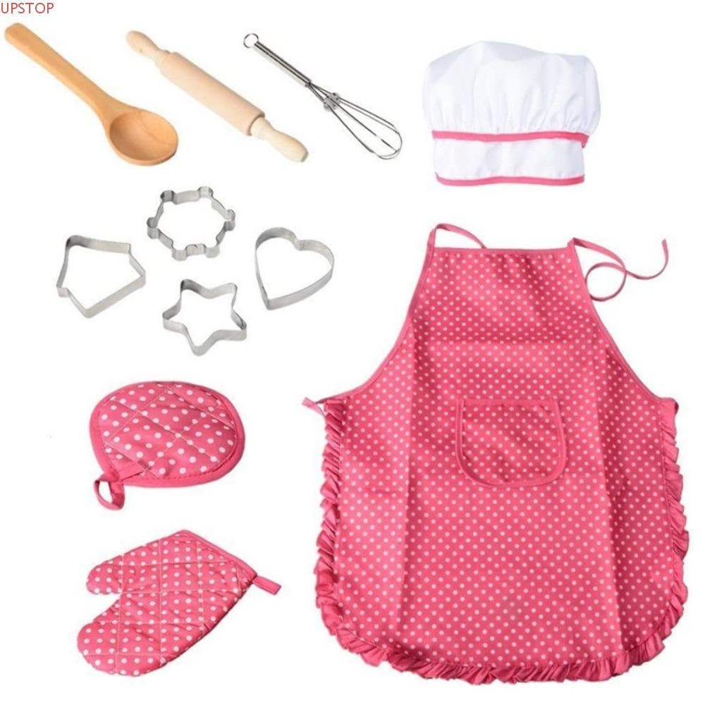 UPSTOP 4/11 Unidades Conjunto De Jogo De Simulação De Cozimento , Avental Rosa Para Meninas , Cozinha Infantil
