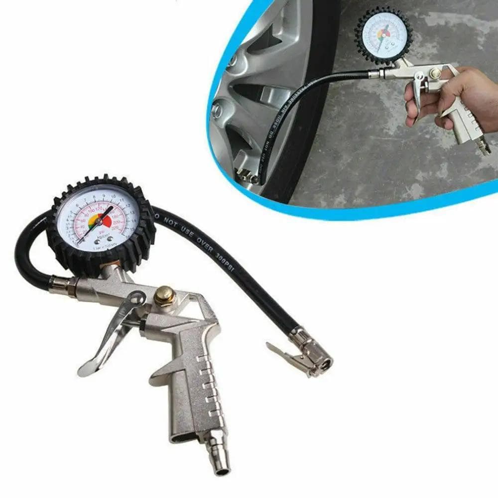 Calibrador E Inflador De Pneus Profissional Com Manômetro 220 PSI/16BAR Encaixe Rosca