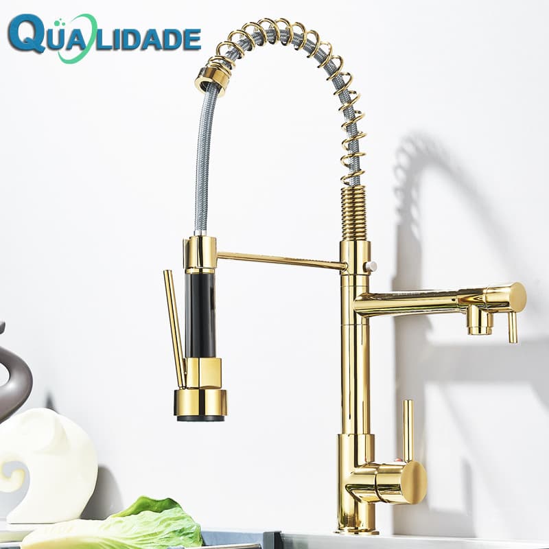 Torneira Cozinha Gourmet de Bancada Monocomando Cromado Com Spray Flexível Misturador