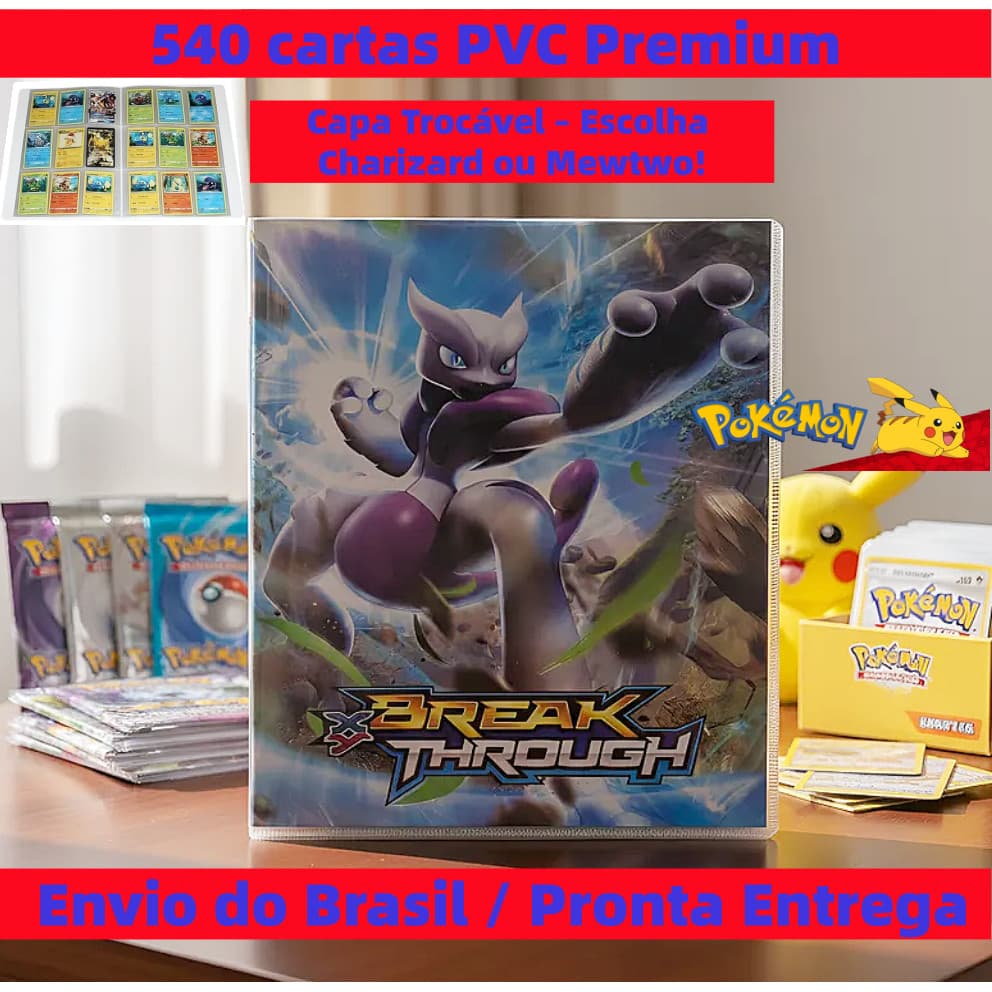 Pasta Pokémon 540 Cartas com Capa DIY para Pôster Pokémon Envio do Brasil Sem Taxa
