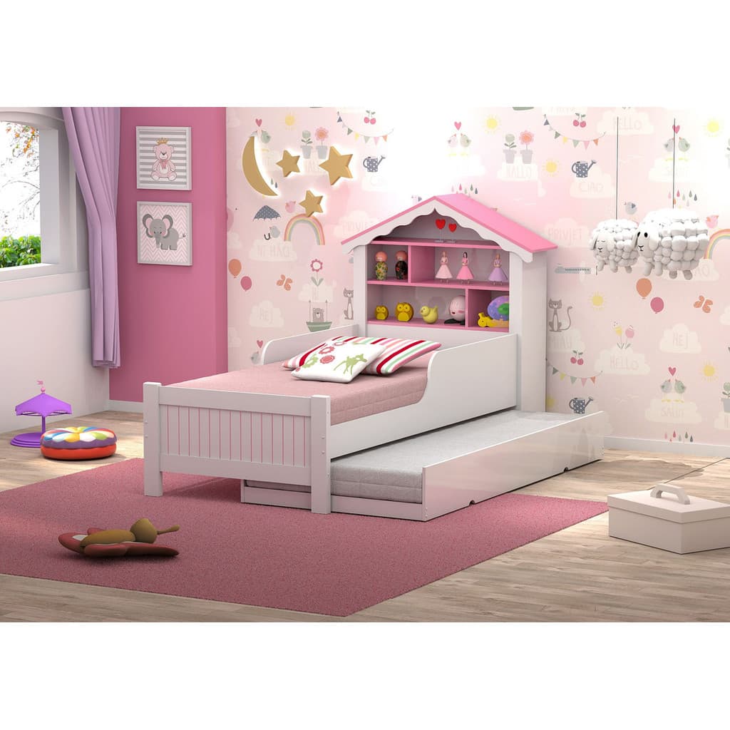 Cama Casinha Princesa Infantil Quarto Menina Com Auxiliar