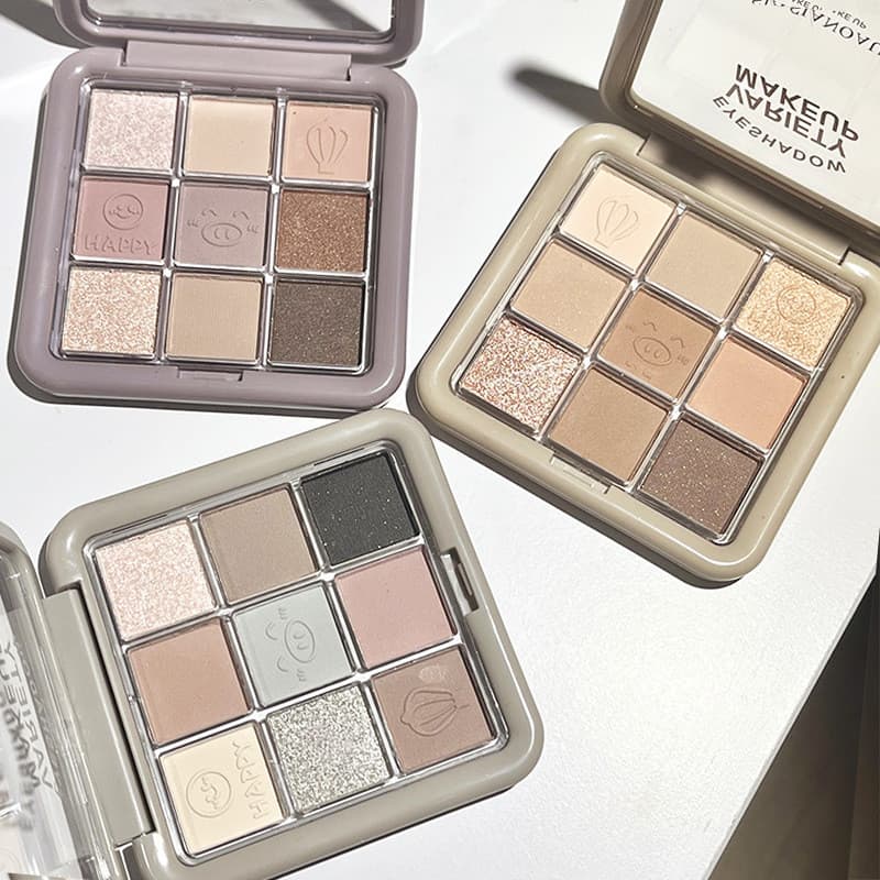 Paleta de sombras japonesas de nove cores Jiugongge Perolado Fosco Fino Glitter Sombra Taro Paleta Laranja Marrom Paleta