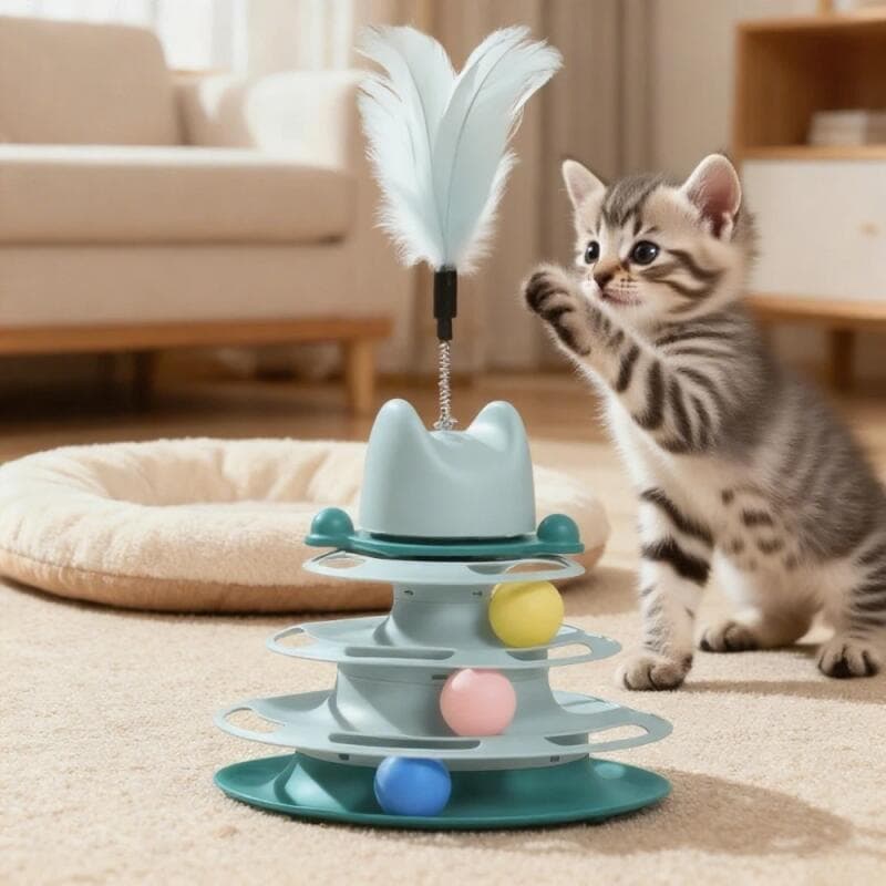 Brinquedo Divertido para Gatos, Brinquedos para Gatos, Disco de Brincadeira Tripla para Gatos, Bolas de Brinquedo G