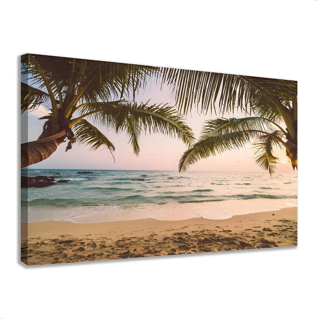 Quadro Praia Coqueiros Mar Paisagem Praiana Decoração Hall Entrada Estar Jantar Horizontal 90x60
