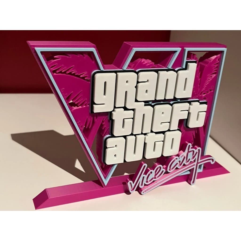 🌴🎮 Logo 3D GTA VI – Edição Neon Vice | Resina & Desing