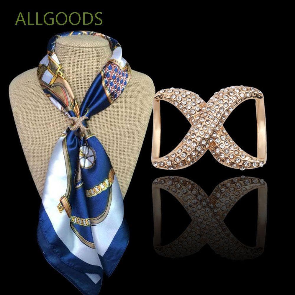 Allgoods Prendedor De Lenço De Seda De Cristal Clássico X Com Fivela / Acessório De Moda / Bijuteria / Multicolorido