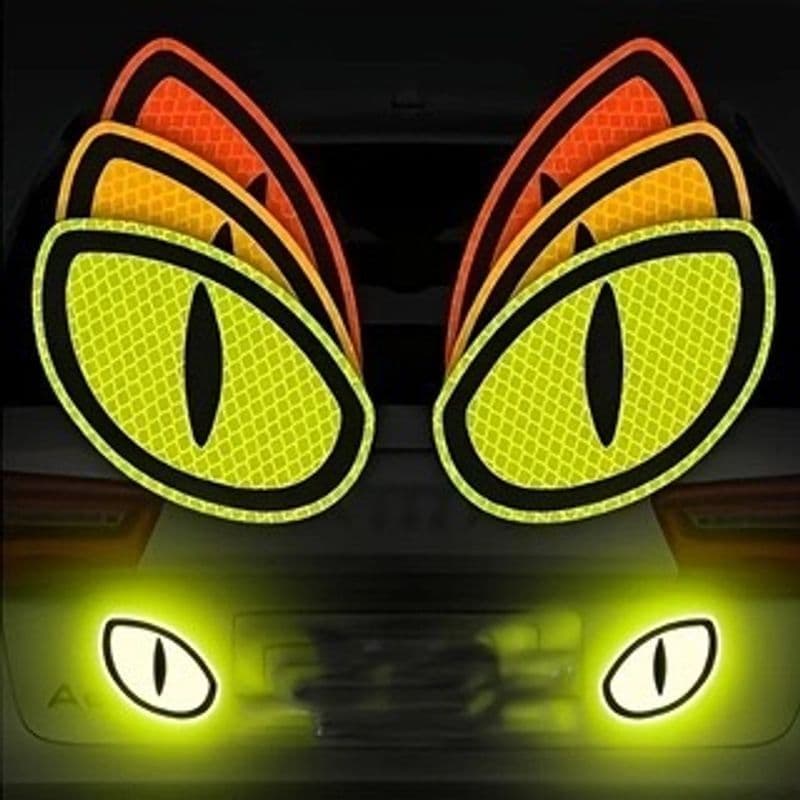 Adesivo refletivo de olho de demônio para carro, adesivo decorativo verde fluorescente, luz de carro, adesivo reflexivo,