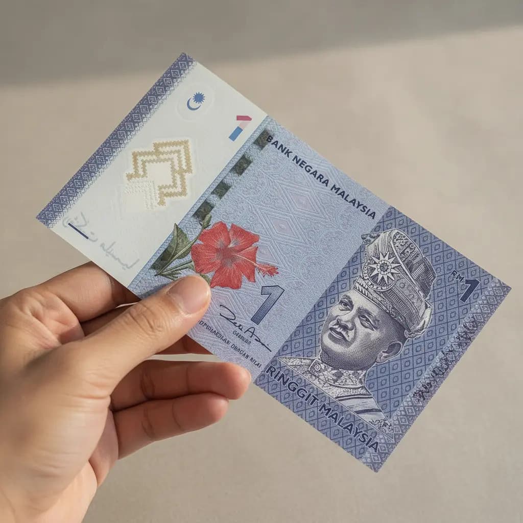 1 Cédula Nova da Malásia de Polímero 1 Ringgit Fe Original