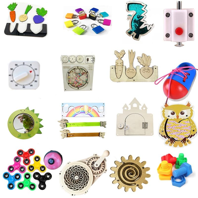 Materiais didáticos Montessori, acessórios para quadros infantis, componentes de quadros de atividades sensoriais, brinq
