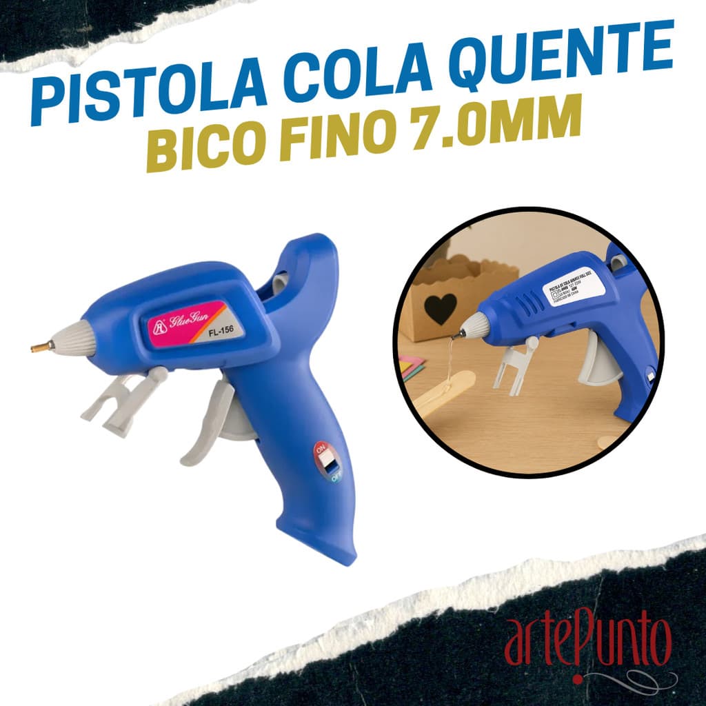 Pistola de Cola Quente Mini Premium ArtePunto & Progresso Bico Fino Bivolt 7 mm
