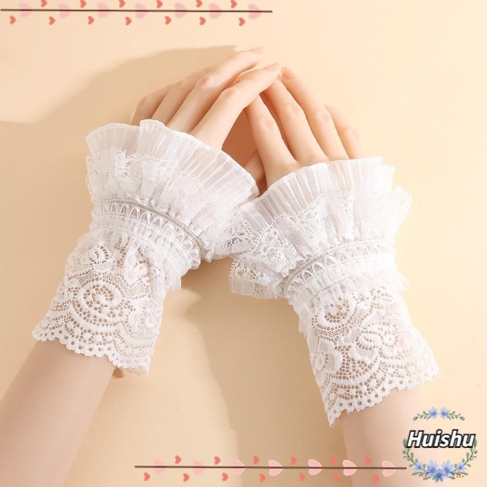HUISHU 1 Par De Punhos De Renda , Vestidos , Decoração De Suéter , Mangas Destacáveis Elásticas , Pulso Com Babados Comb