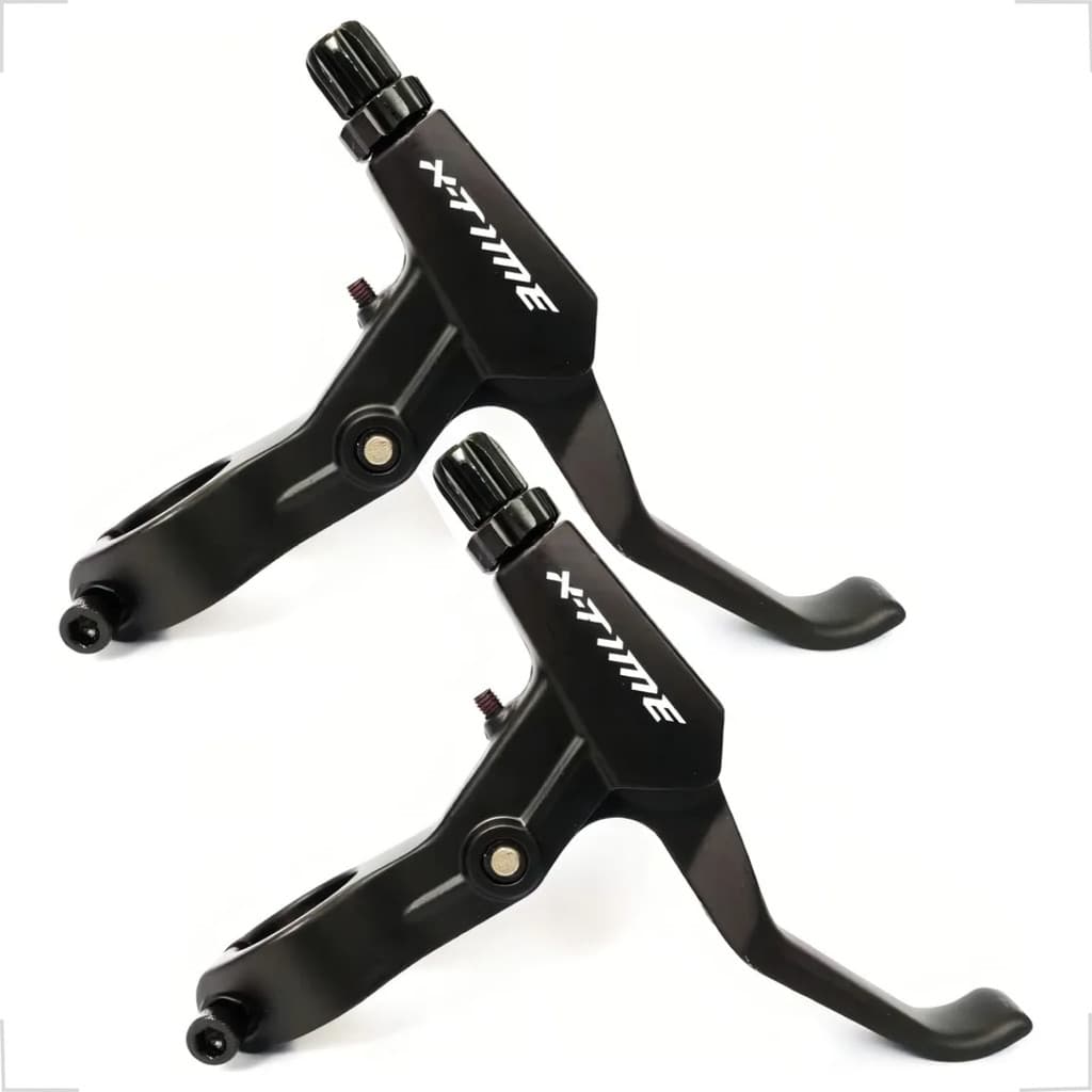 Par Manete De Freio 2 Dedos Alumínio Bike MTB Compatível Com V-Brake Freio A Disco Mecânico Maçaneta