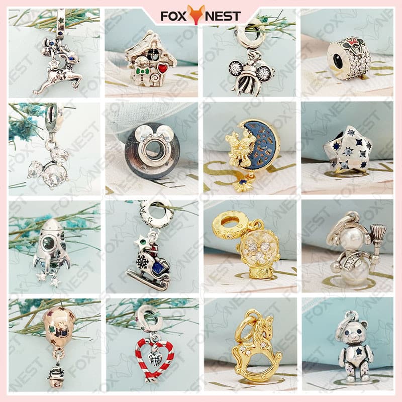 Pingente de Urso de Pelúcia em Prata S925, Joia DIY Adequada para Pulseiras e Colares 2KRF