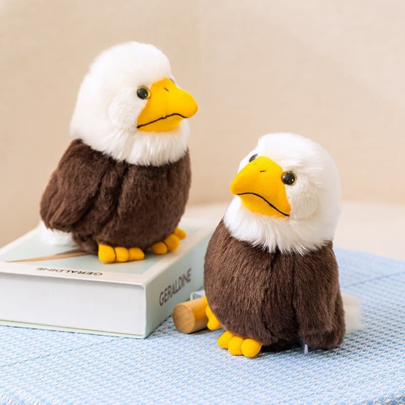 Simulação americana cabeça branca mar escultura boneca brinquedo de pelúcia reconfortante boneca águia Animal pássaro bo
