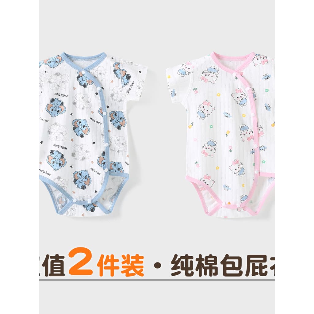 Bebê recém-nascido puro algodão de manga curta roupas de uma peça triângulo roupas de uma peça feminino Diagonal verão e