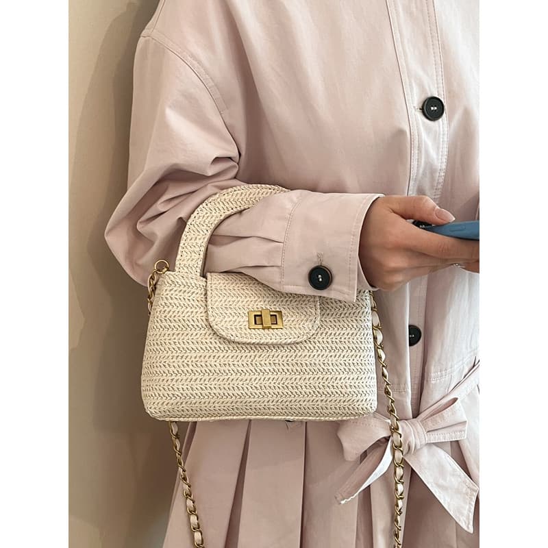 bolsa femenina bolsa transversal feminino Xiaoxiang estilo bolsa de palha feminina losango corrente pequena bolsa quadra