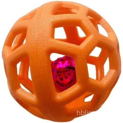 2-Piece Hollow Ball, Puppy Toy, Cat Toy Ball, TPR Plastic Rubber Ball, Christmas Bell, Pet Toy Ball(Bell in Orange Ball,
