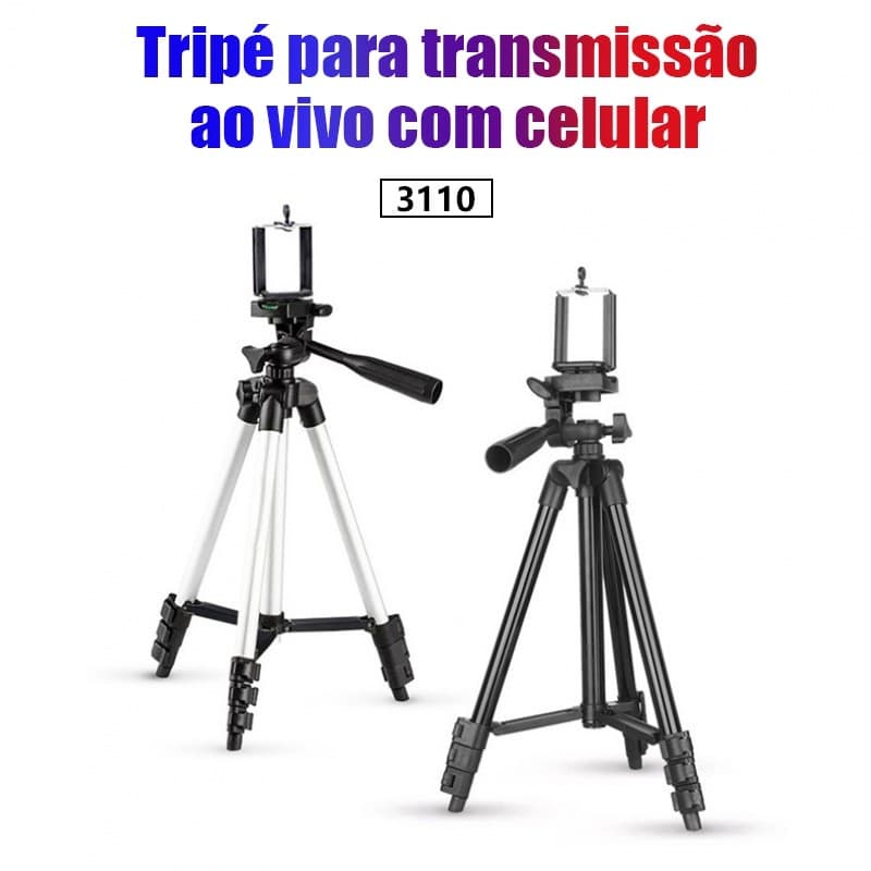Tripé Universal 1.02m com Nível Suporte para Câmera e Celular Ajustável