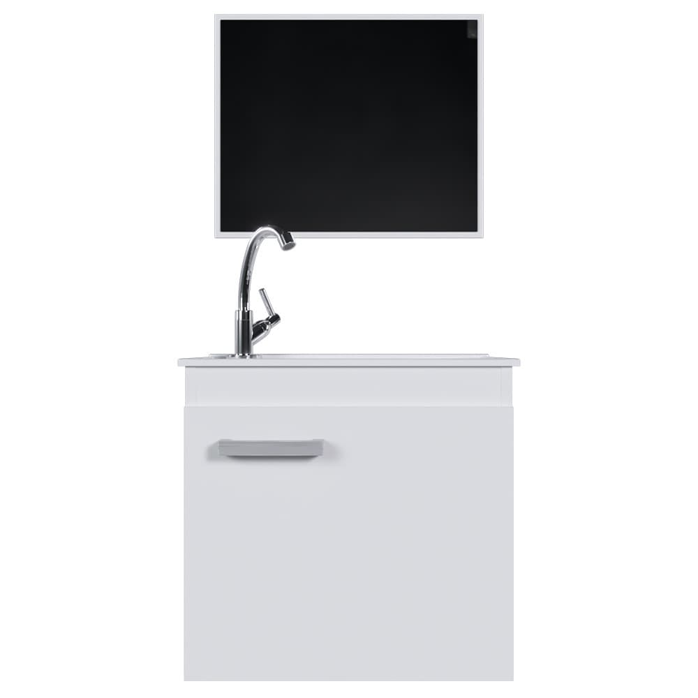 Gabinete Para Banheiro Com Cuba E Espelheira Bari 45 cm Branco