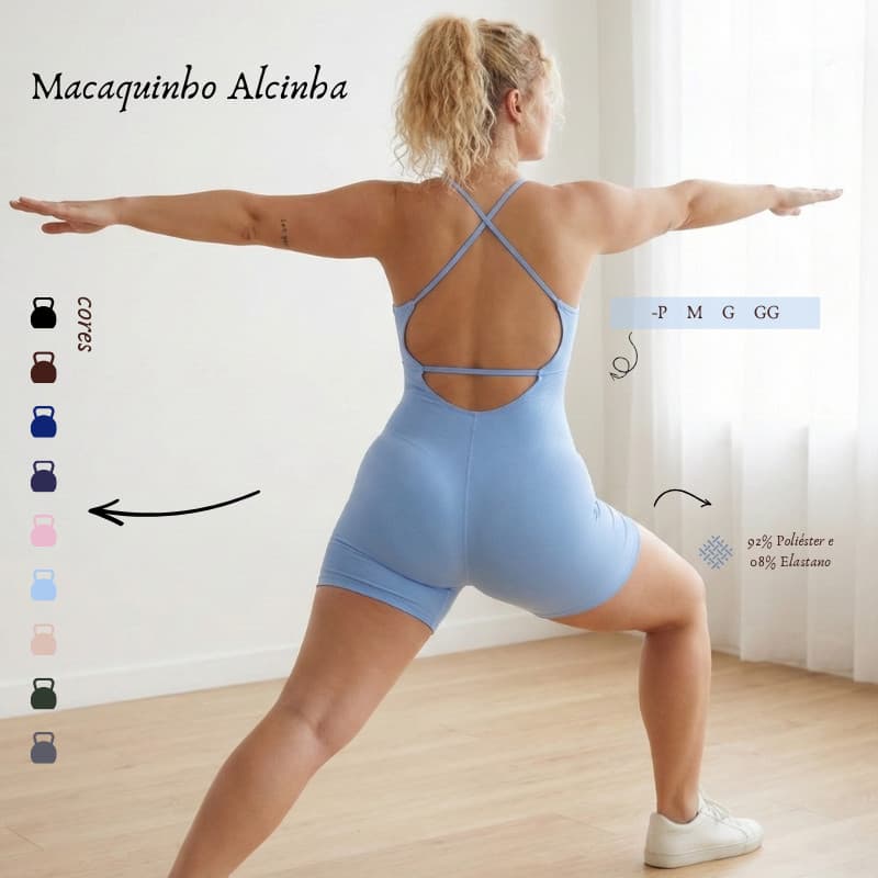 Macaquinho alcinha Suplex Leve e Fresco para Treinos, Academia e dia a dia, Feminino, Versátil – 9 cores P ao GG