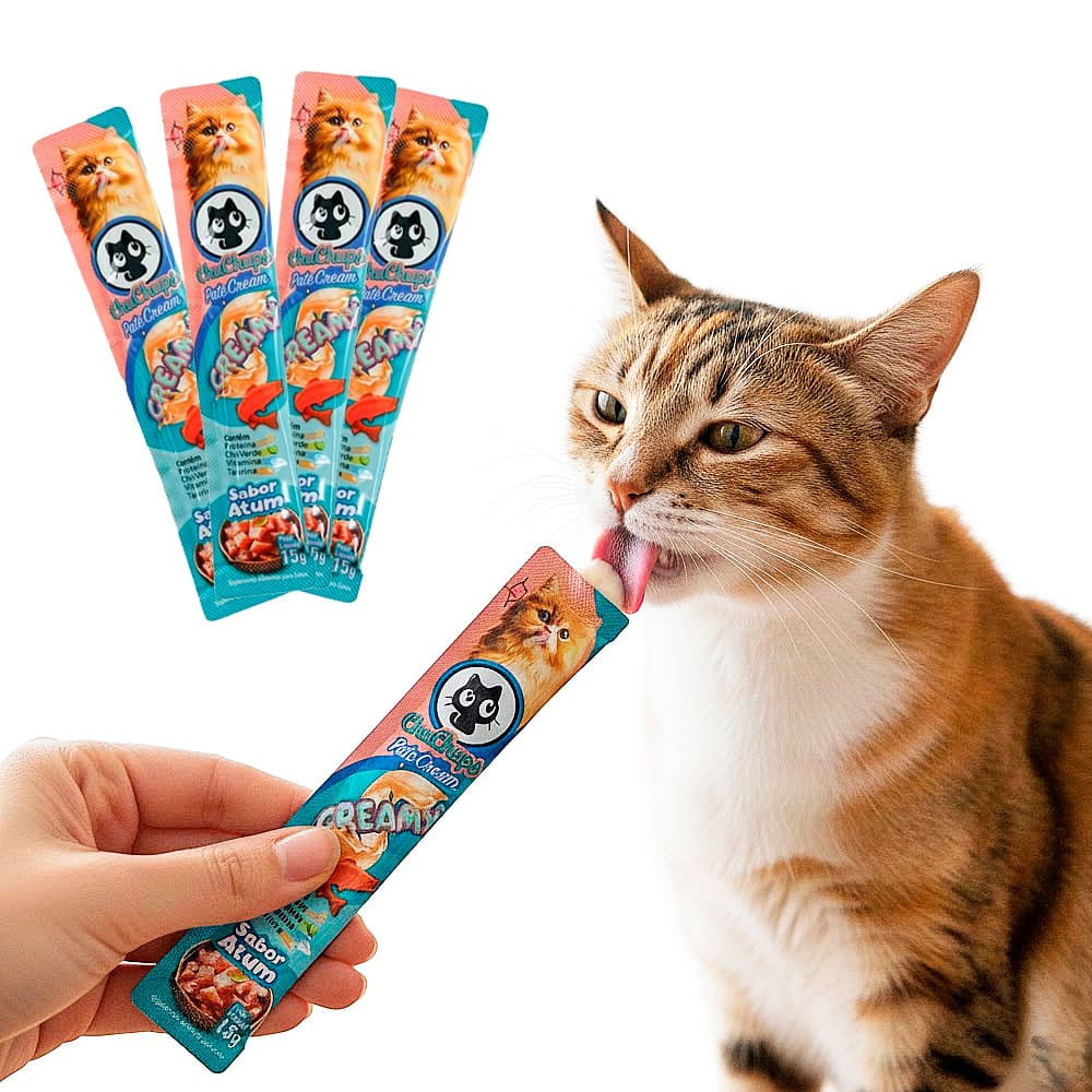 Petisco Cremoso ChuChups Atum para Gatos 60g – 4 Sachês Gatex
