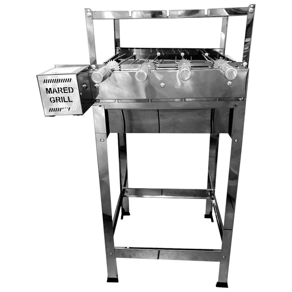 Churrasqueira Giratória 4 Espetos Inox Motor Caçamba