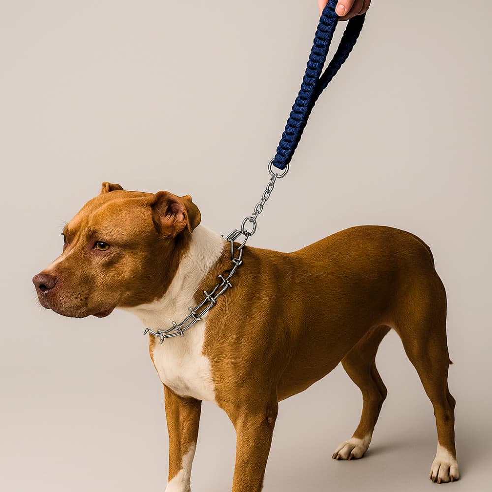 Prong Collar com Guia Reforçada – Coleira Regulável para Cachorros Fortes e Grandes