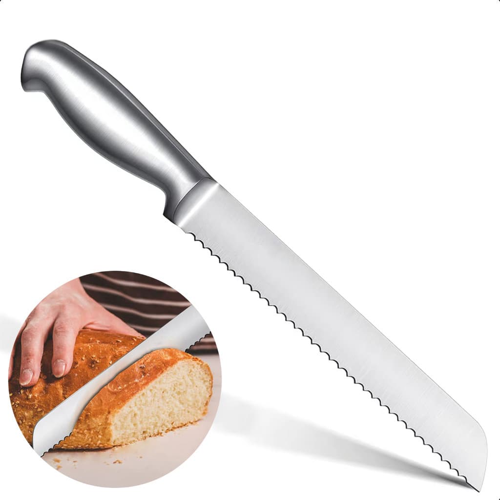 Faca Para Pão Serra Aço Inox Fatia Serrinha Corta Panetone