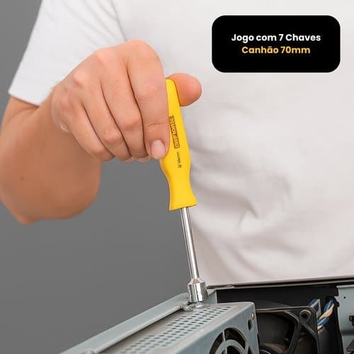 Kit Jogo Chaves Canhao Reparo Automotivo Medida 70mm Sete Pecas