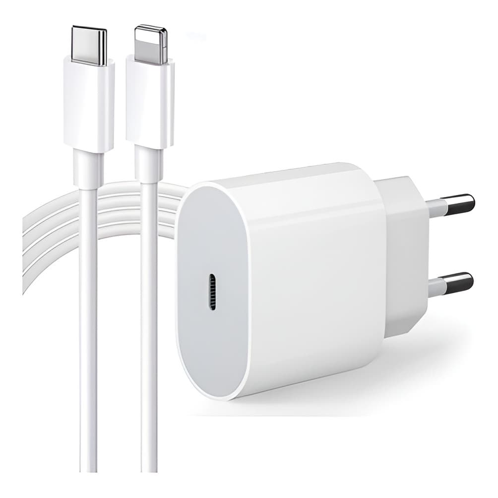 Carregador Turbo 20w Para Iphone 7 A 14 Com Cabo Resistente Branco