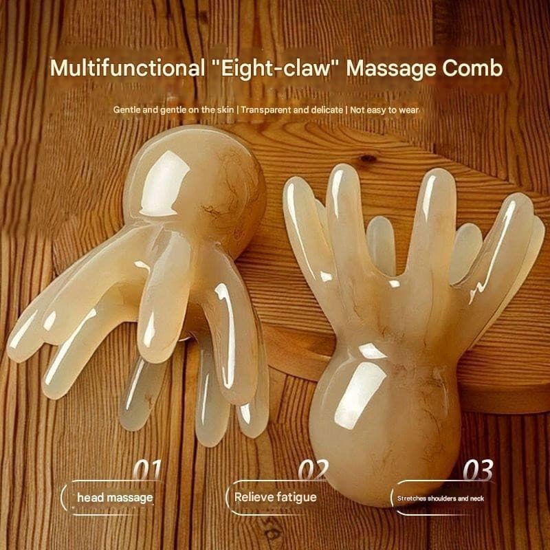 Massageador De Cabeça De Couro Cabeludo Acuponto Tratamento De Cabelo Pente Polvo Portátil Grande Raspagem De Dentes Lar