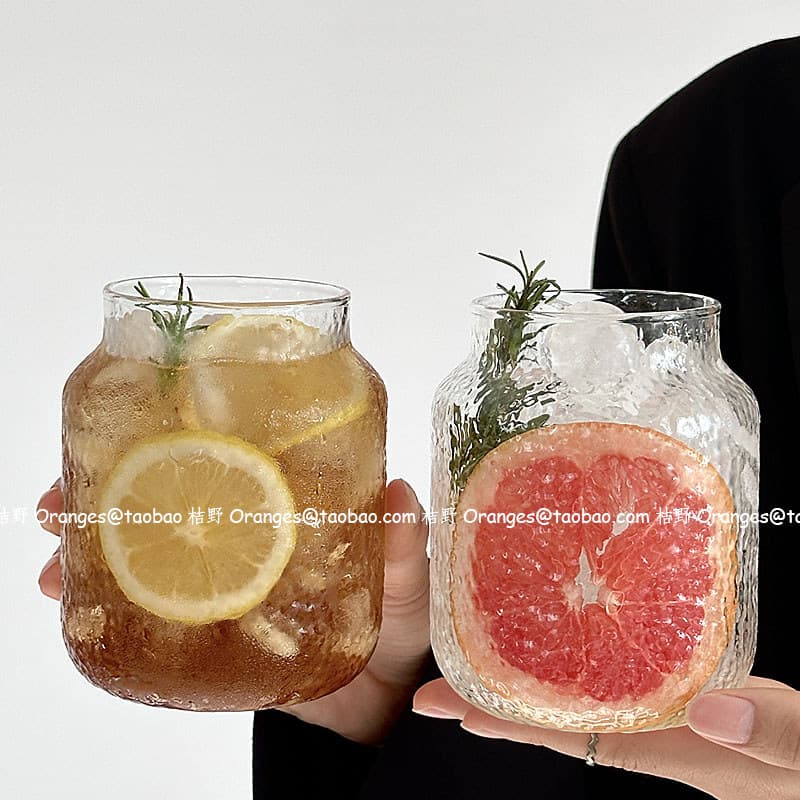 Laranjas café vidro resistente ao calor grande capacidade xícara de chá de frutas gelado americano xícara de café suco b