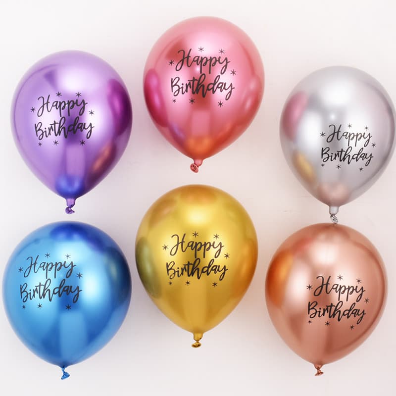 Kit 9 Balões de Látex e Foil Combo Pacote Balão Banner Happy Birthday 12 Pol Decoração para Festa de Aniversário