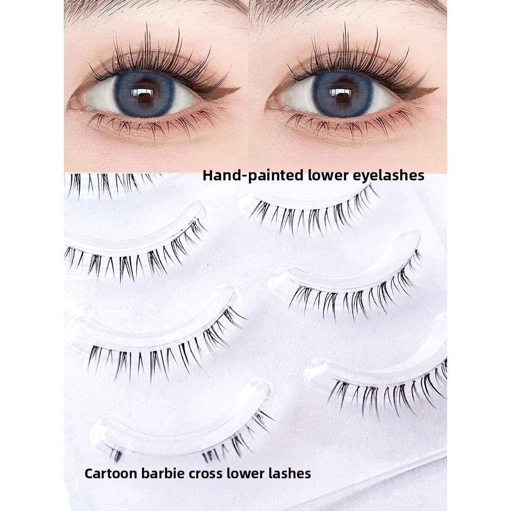 Cílios inferiores inteiros linha de pesca haste transparente simulação Natural uma peça quadrinhos pequeno diabo maquiag