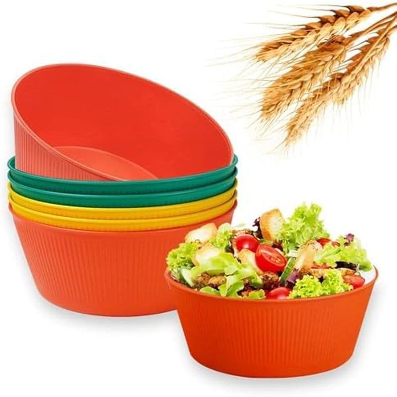 Tigelas De Palha De Trigo Conjunto De 4 Onças-Tigela De Cereais E Salada Inquebrável Para Crianças Adultos-Ecológicas La