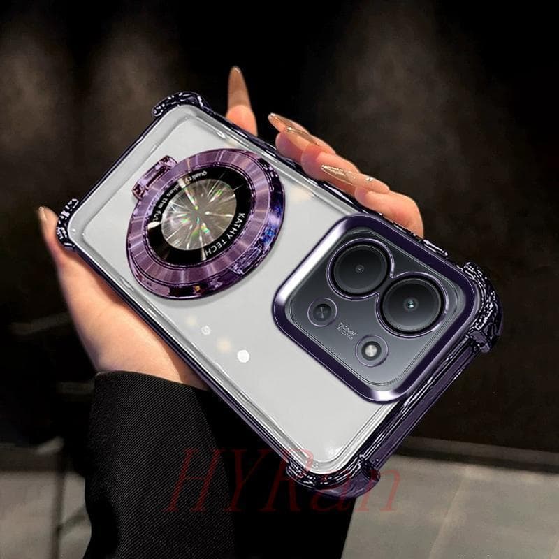 Capinha Poco C85 airbag De Quatro Cantos anti-Queda De Telefone Transparente Com Suporte CDSJ