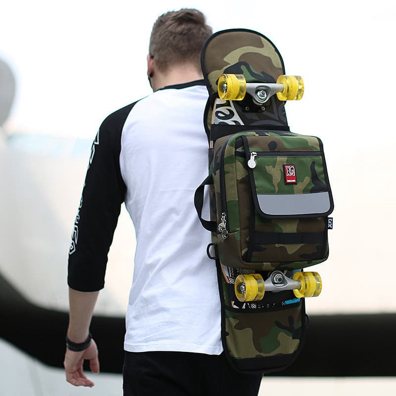 MACKAR Skate Bag Road Rush Board Double Rocker Land Prancha Mochila Skate Equipamento de proteção Bolsa de armazenamento