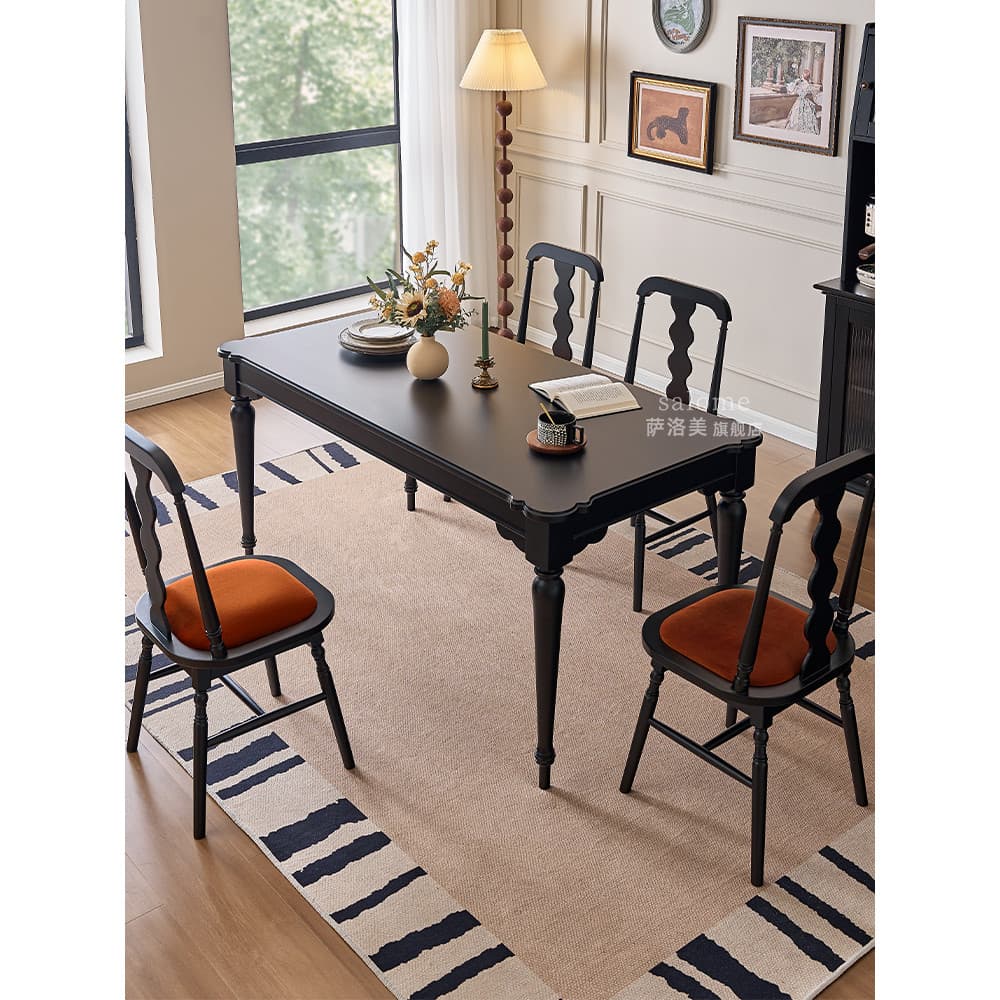 Mesa de jantar de madeira maciça francesa pequeno apartamento doméstico luz americana luxo simples 2026 novo estilo esti