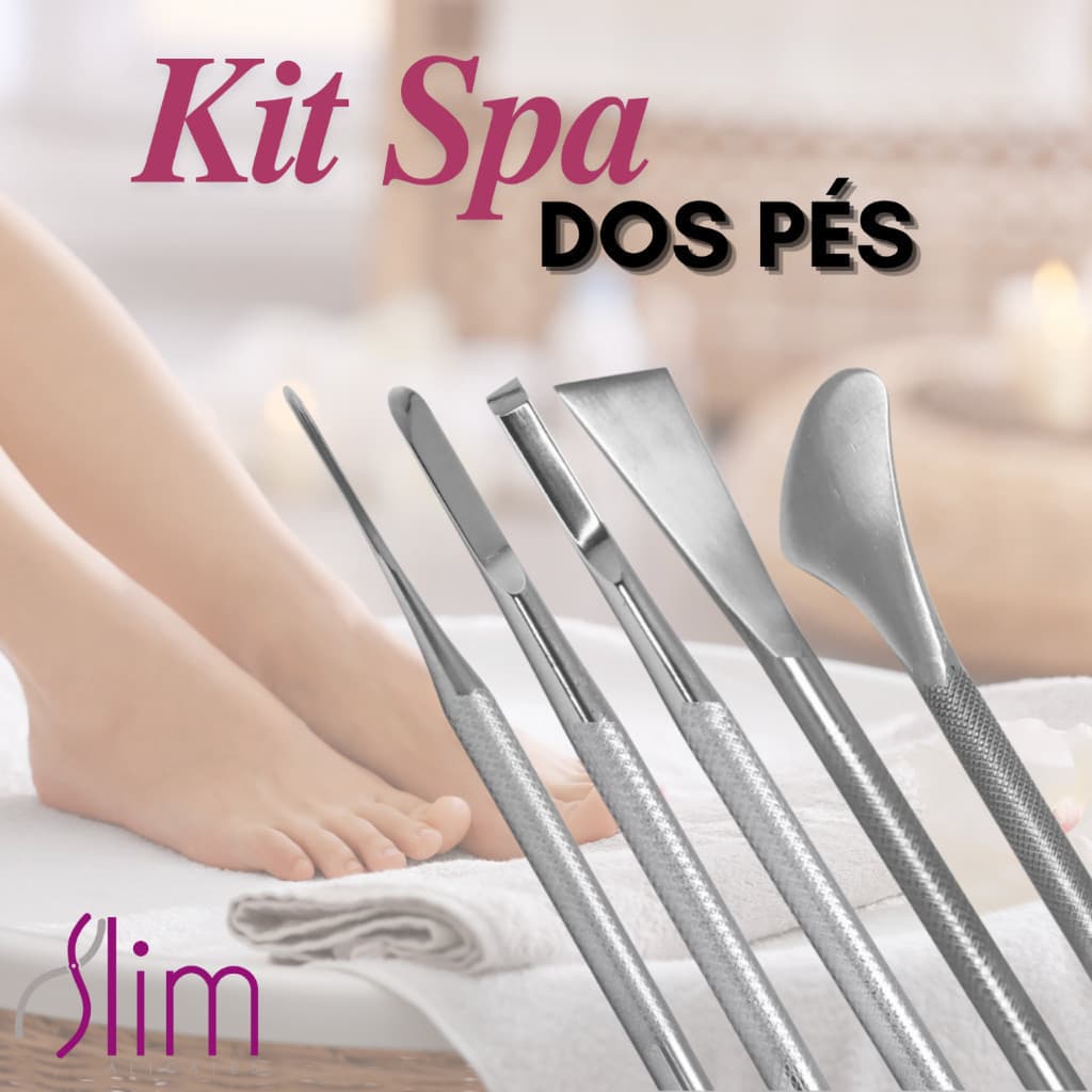 Kit Spa Dos Pés De Aço Inox Slim (5 peças) Já Afiadas Podem Ser Esterilizadas