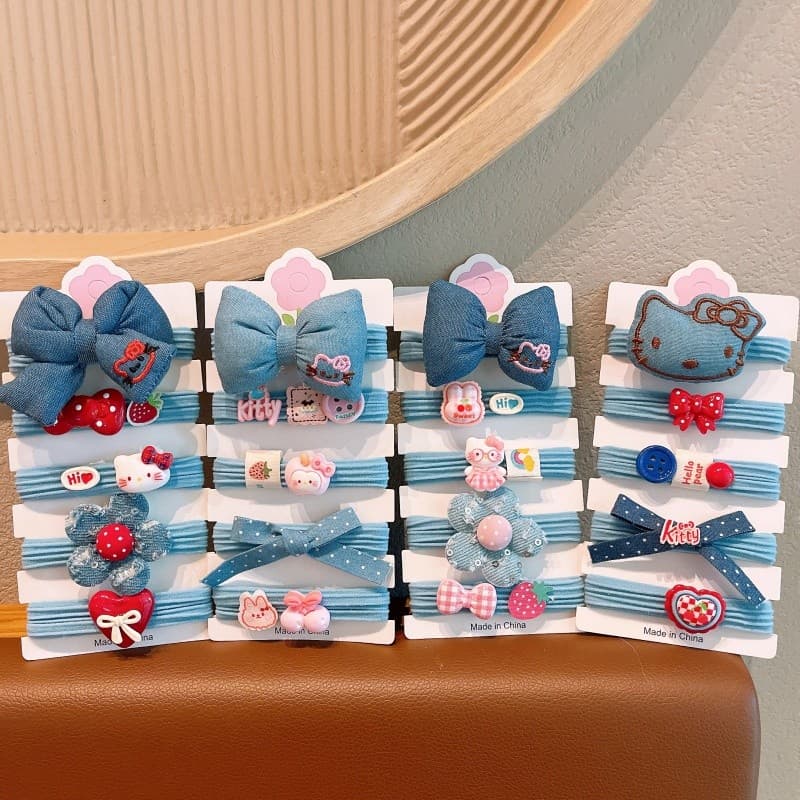 Crianças anel de cabelo Retro Denim meninas bola rabo de cavalo faixa de borracha gravata cabeça menina corda de cabelo