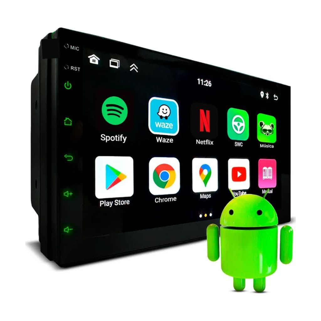 Central Multimídia 2 Din Tela 7 Polegadas Android Wifi Gps First Option 701KE Preto