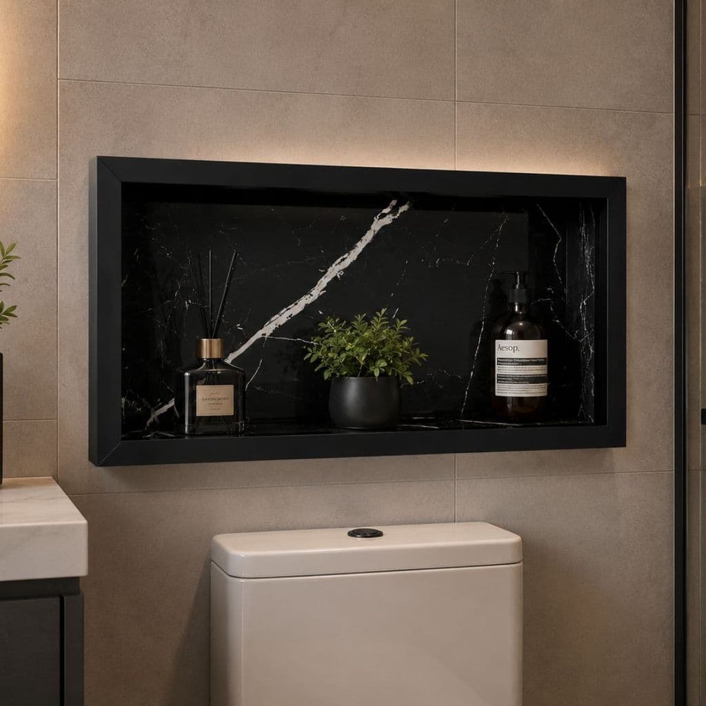 Nicho de Porcelanato 60x30cm para Banheiro | Embutir na Parede | Porta Shampoo | Envio Imediato