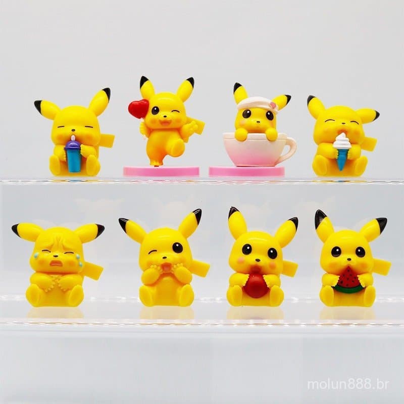 20268 peças/conjunto, 6,5 cm, mini figuras de PVC de Pokémon de anime japonês, Pikachu fofo comendo, para decoração de c