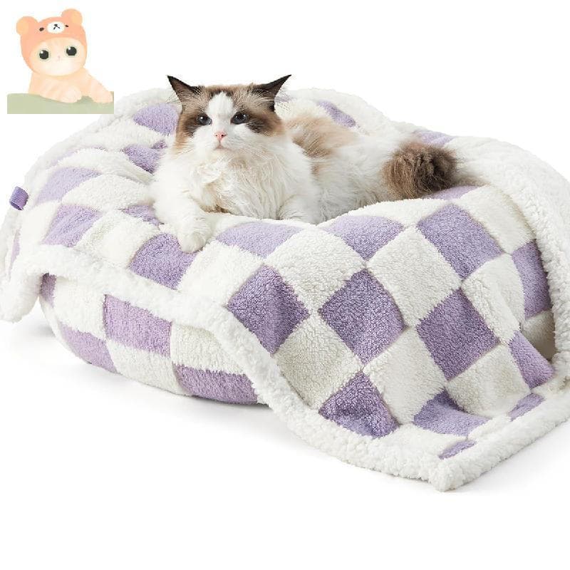 Cobertor Lavável E Impermeável Para Cães Gatos De Tamanho Médio-Macio Cachorrinhos , Cama Sofá-Padrão Xadrez Roxo