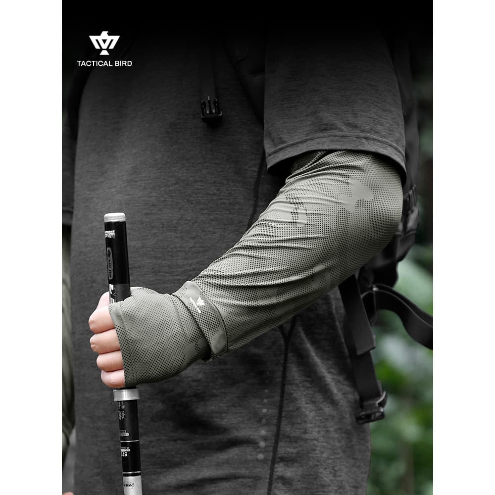 Pássaro tático largo fofo 丨 manga de gelo solta protetor solar de verão manga Plus Size masculina manga de braço de pesc
