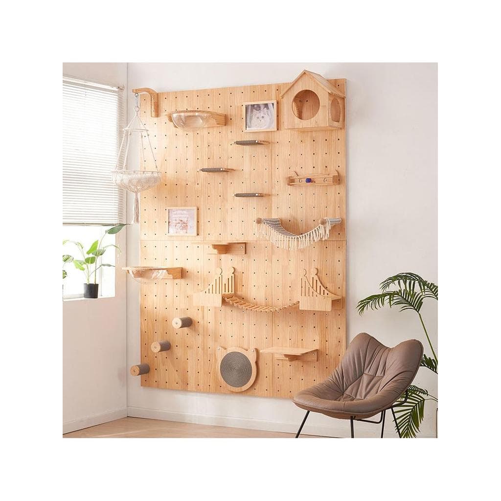 Placa de buraco para gato, estrutura de escalada, parede de gato, madeira maciça, tipo parede, sem perfuração, maca de g