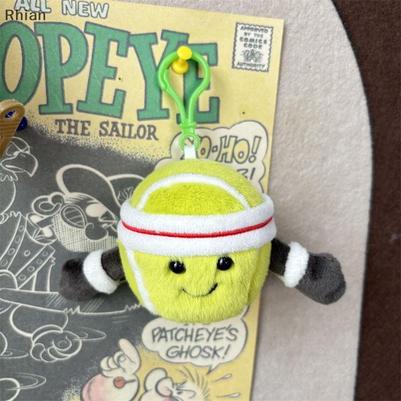 [Rhian] Bonito Desenho Animado Engraçado Bola De Tênis Pelúcia Boneca Brinquedos De Chaveiro Pingente Bapa Charms Bolsa
