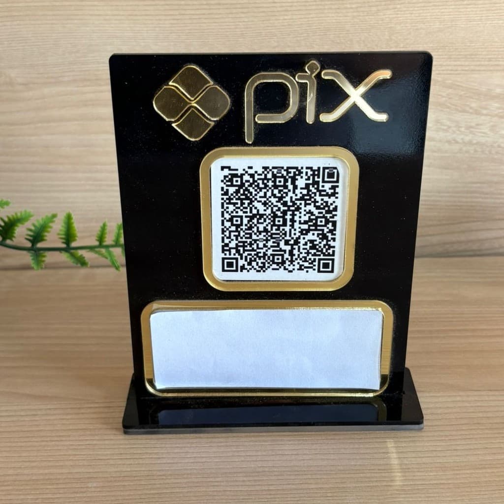 Placa Identificação Pagamento Chave Pix QR CODE Acrilico 2mm 16,5x12cm Artesanato Loja Vendas Decoração