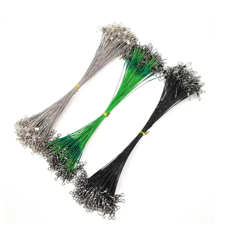 20 peças de linha de pesca em aço inoxidável de 15/20/30cm com girador, linha anti-mordida Leadcore para acessórios de i