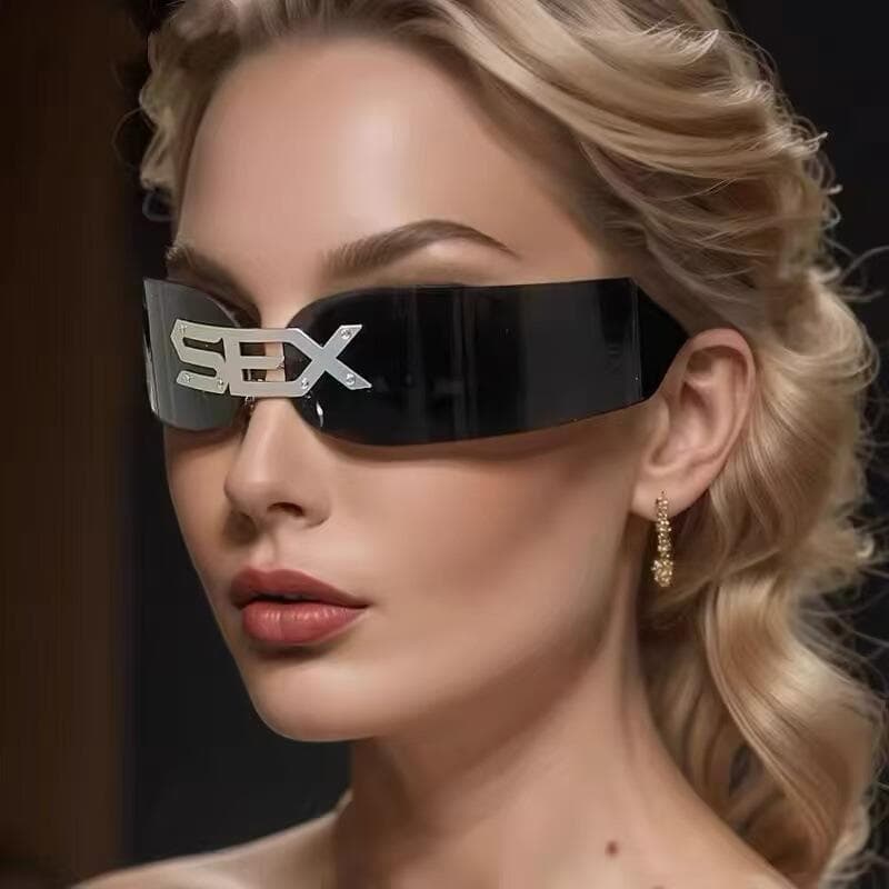 Punk Sem Aro Máscara Óculos De Sol Feminino Masculino Pequeno Quadro Steampunk Envoltório